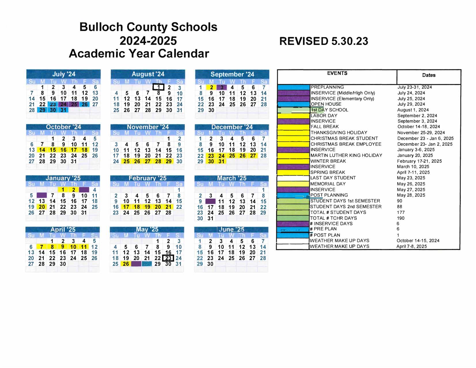 Bulloch County Schools Calendar 20242025 Holiday Breaks