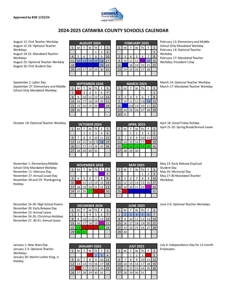 Catawba County Schools Calendar