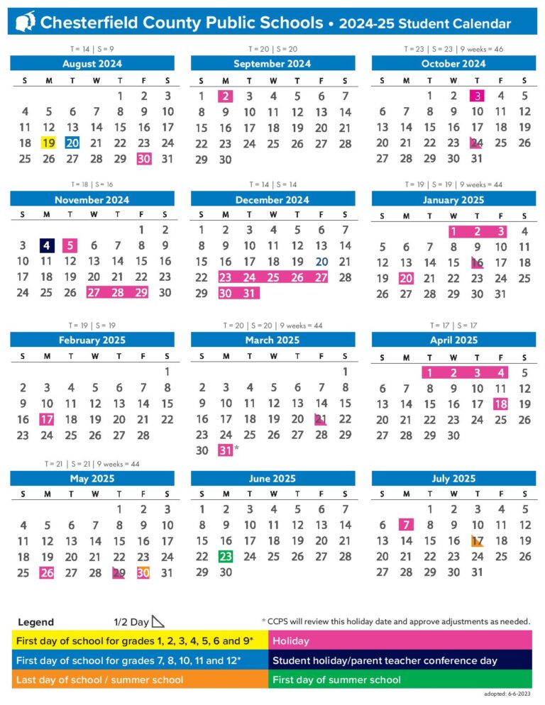 Chesterfield County Public Schools Calendar 2024 2025 Chesterfield County Public Schools Calendar 2024 2025