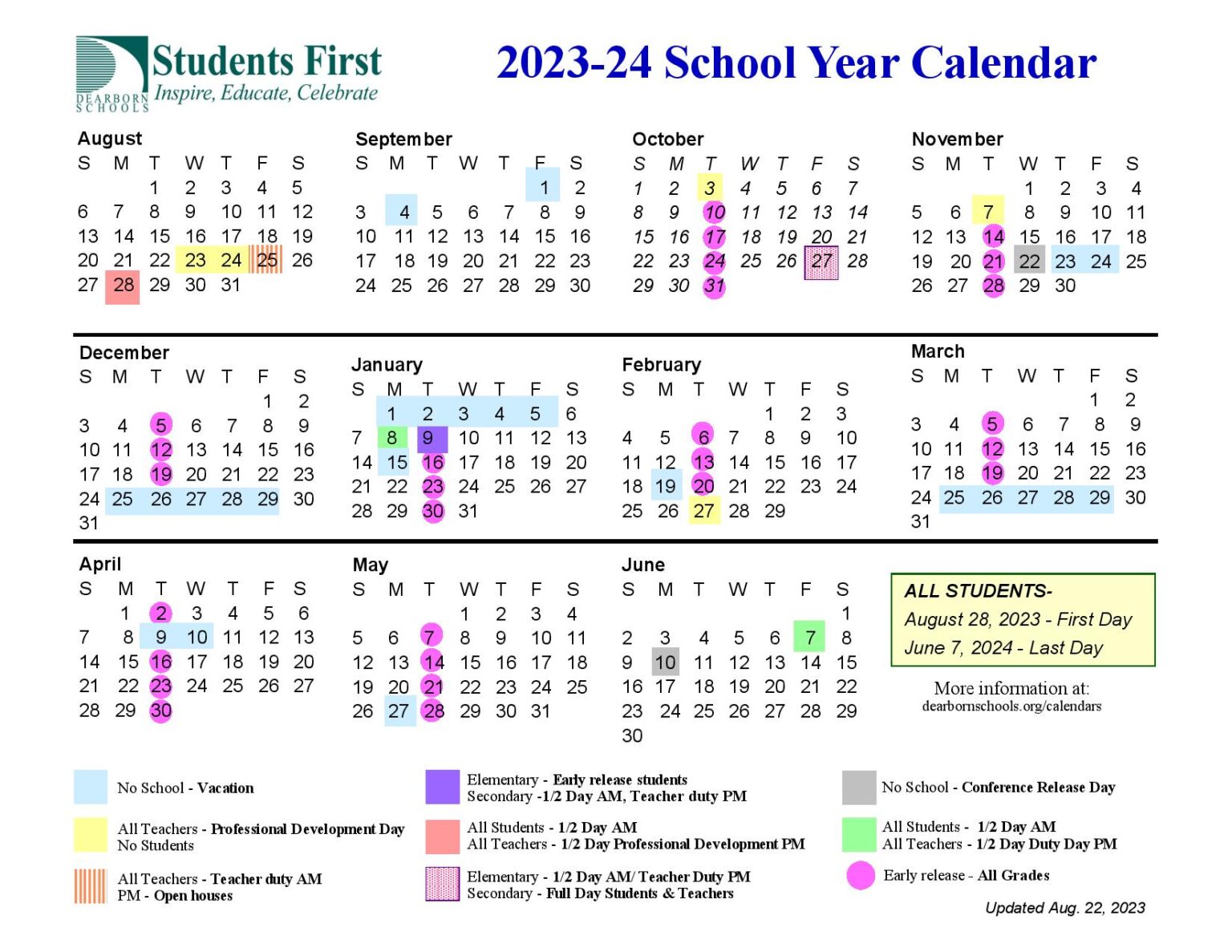 Dearborn Public Schools Calendar 24-25