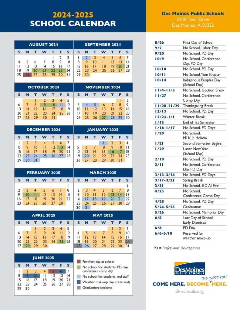 Des Moines Public Schools Calendar 20242025 (DMPS Calendar)
