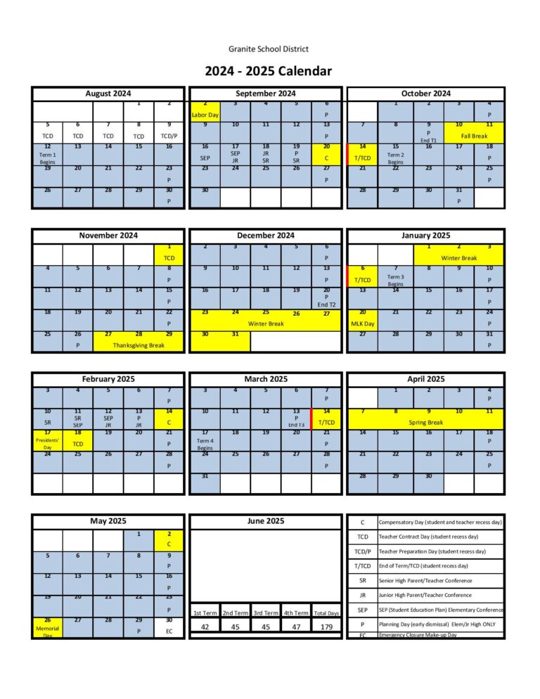 Granite School District Calendar Holidays 20242025