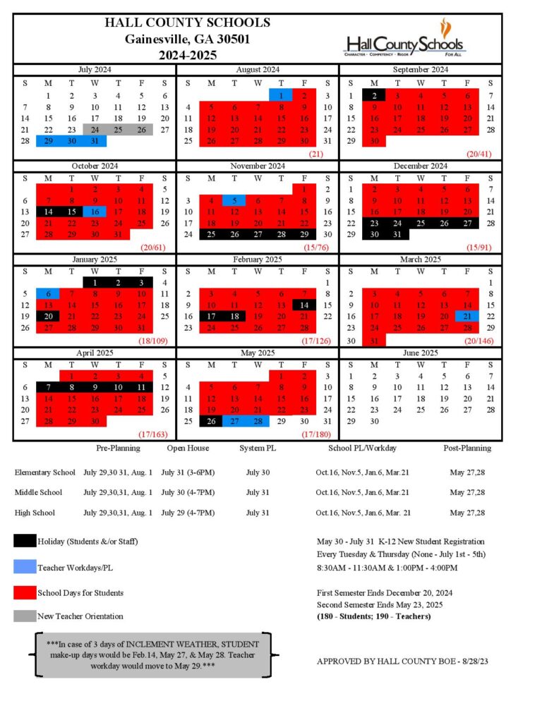 Hall County Schools Calendar Holidays 20242025