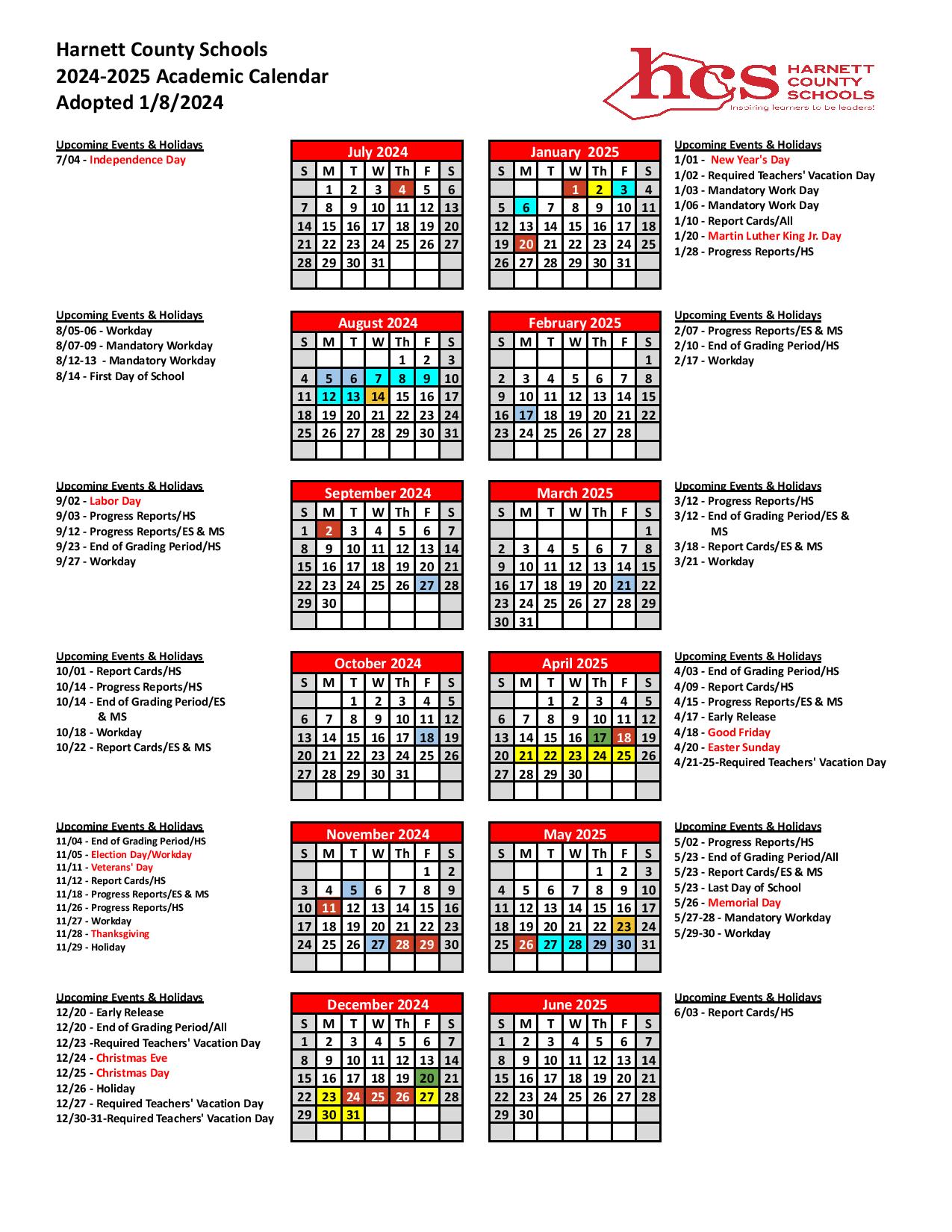 County Schools Calendar 20242025 (Holiday Breaks)