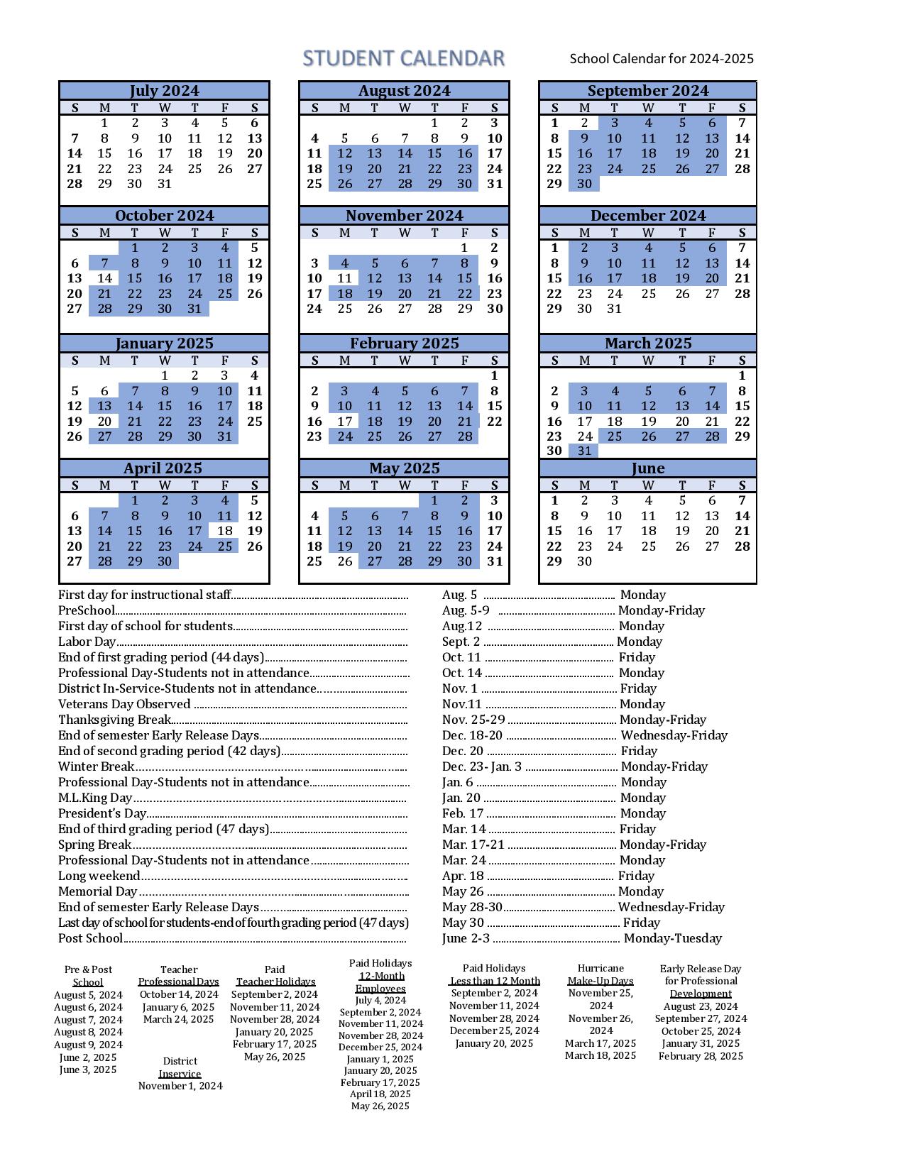 Hernando County School District Calendar Holidays 20242025