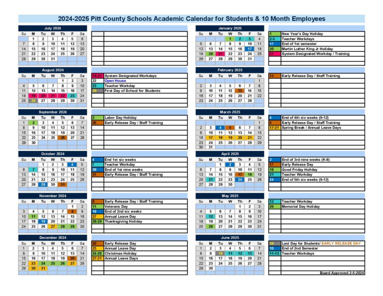 Pitt County Schools Calendar Holidays 20242025