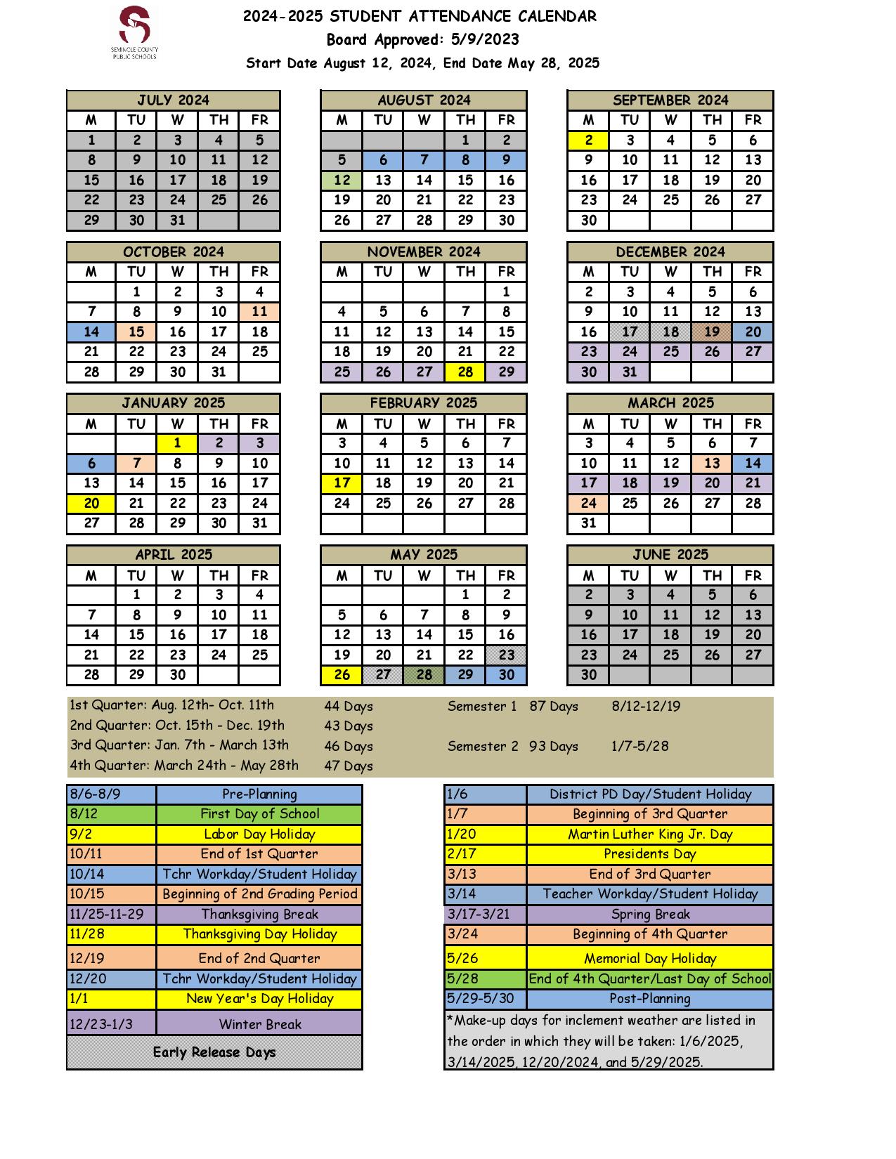 Seminole County Public Schools Calendar 20242025