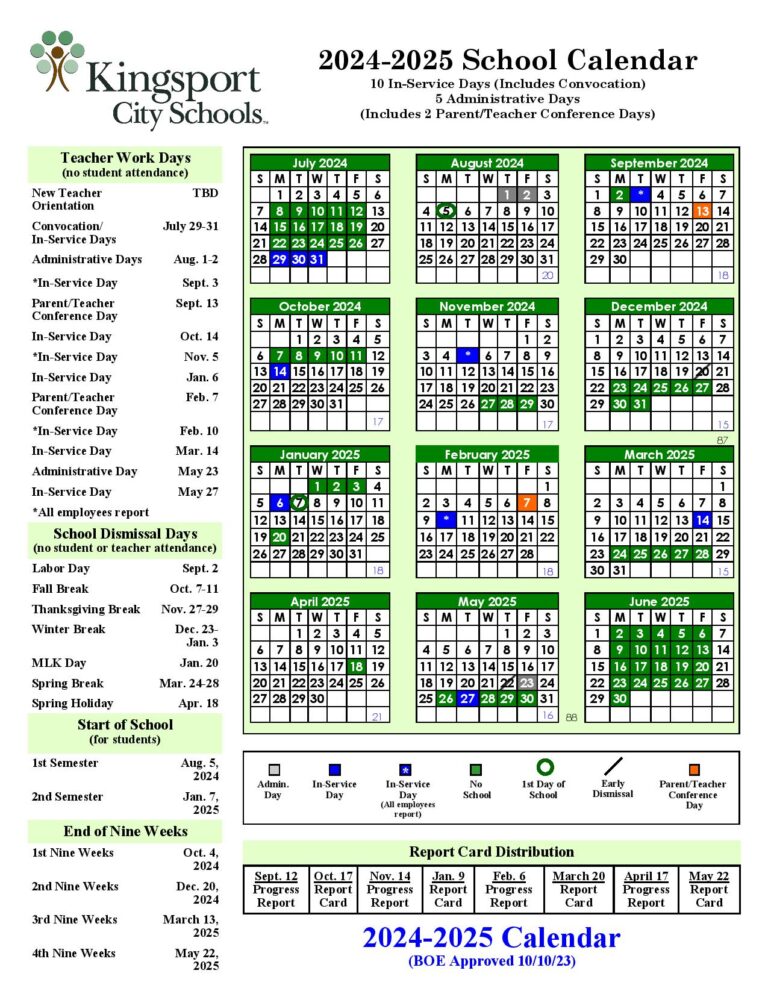 Kingsport City Schools Calendar 20242025 Holiday Breaks