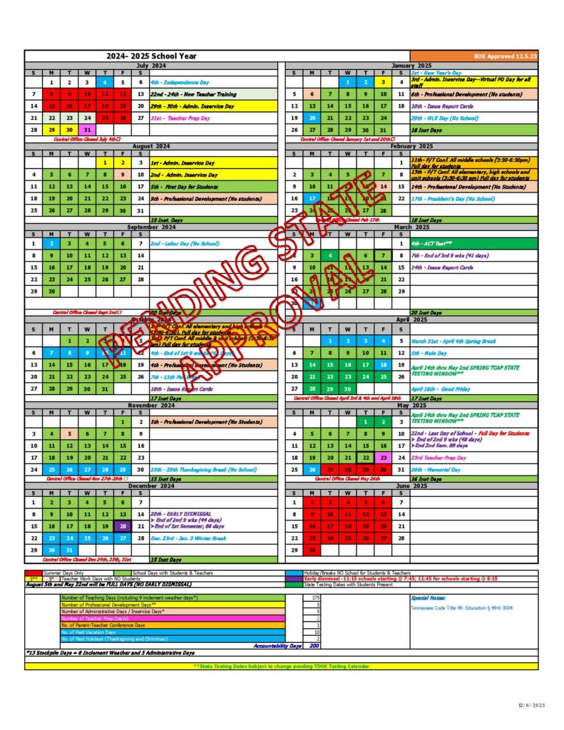 Maury County Public Schools Calendar