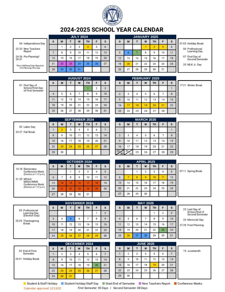 Marietta City Schools Calendar 2024 2025 Holiday Breaks