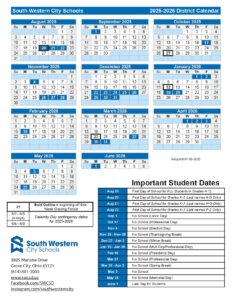 South Western City schools Calendar Holidays 2025-2026
