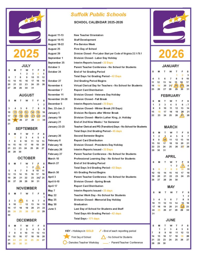 Suffolk Public Schools Calendar 2025-2026