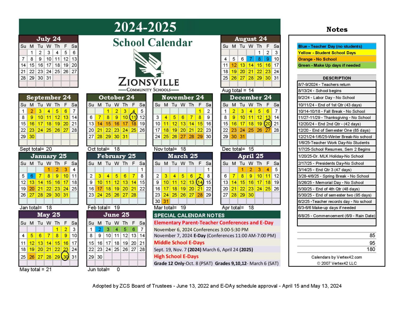 Zionsville Schools Calendar 20242025 Holiday Breaks