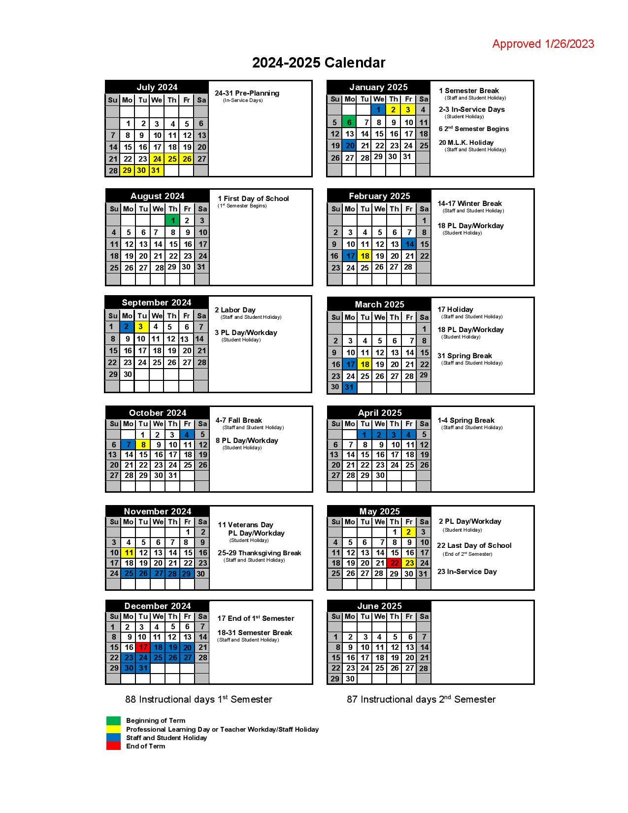 Bryan County Schools Calendar 2024-2025 | Holiday Dates