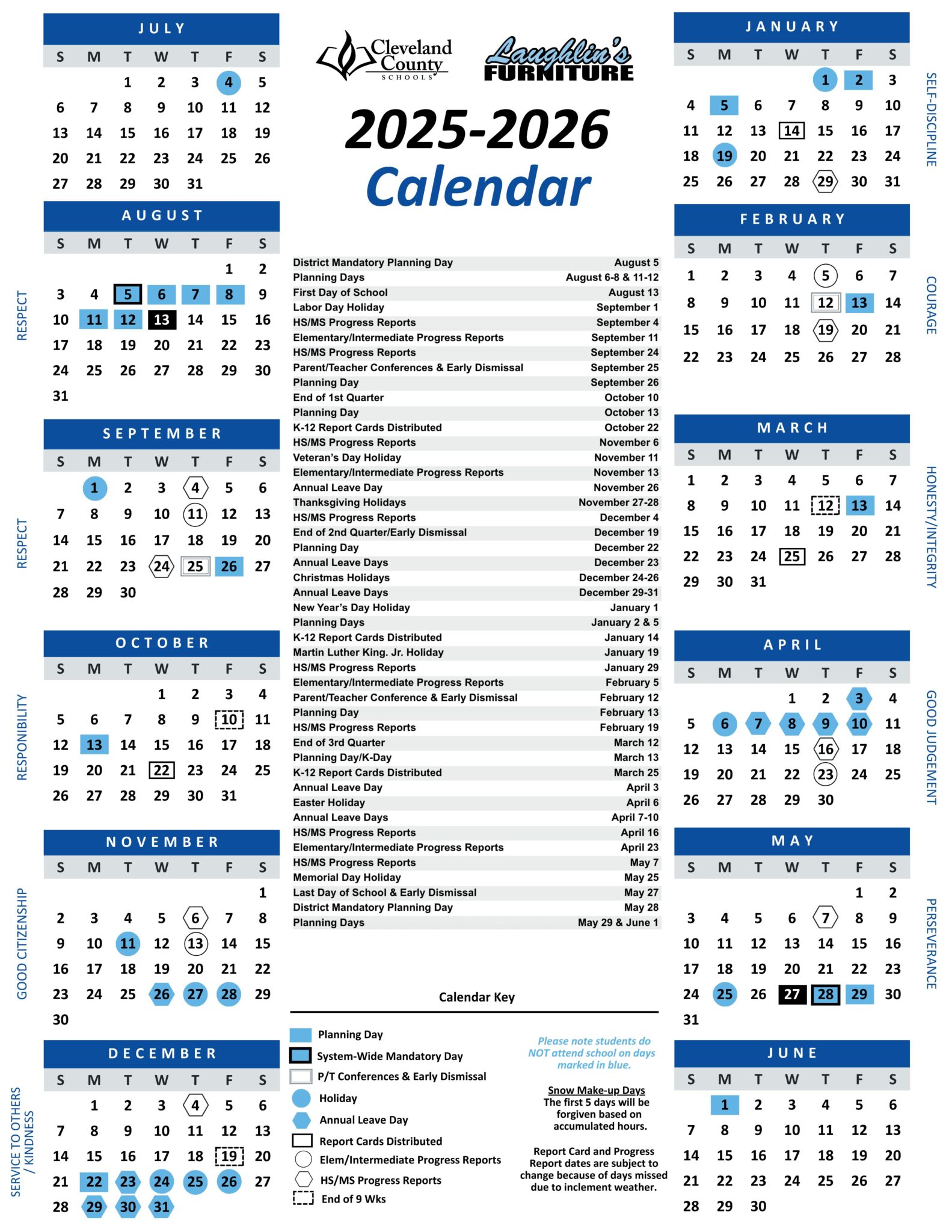 Cleveland County Schools Calendar 2025 2026 Holiday Breaks New