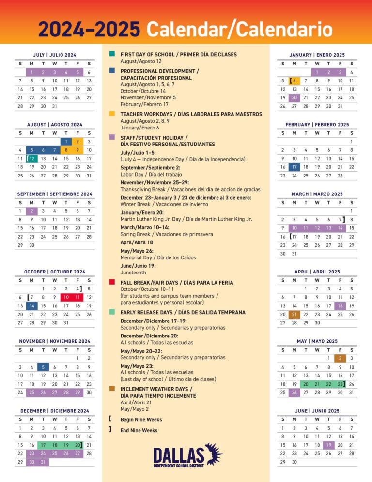 Dallas ISD School Calendar 20242025 DISD Holidays