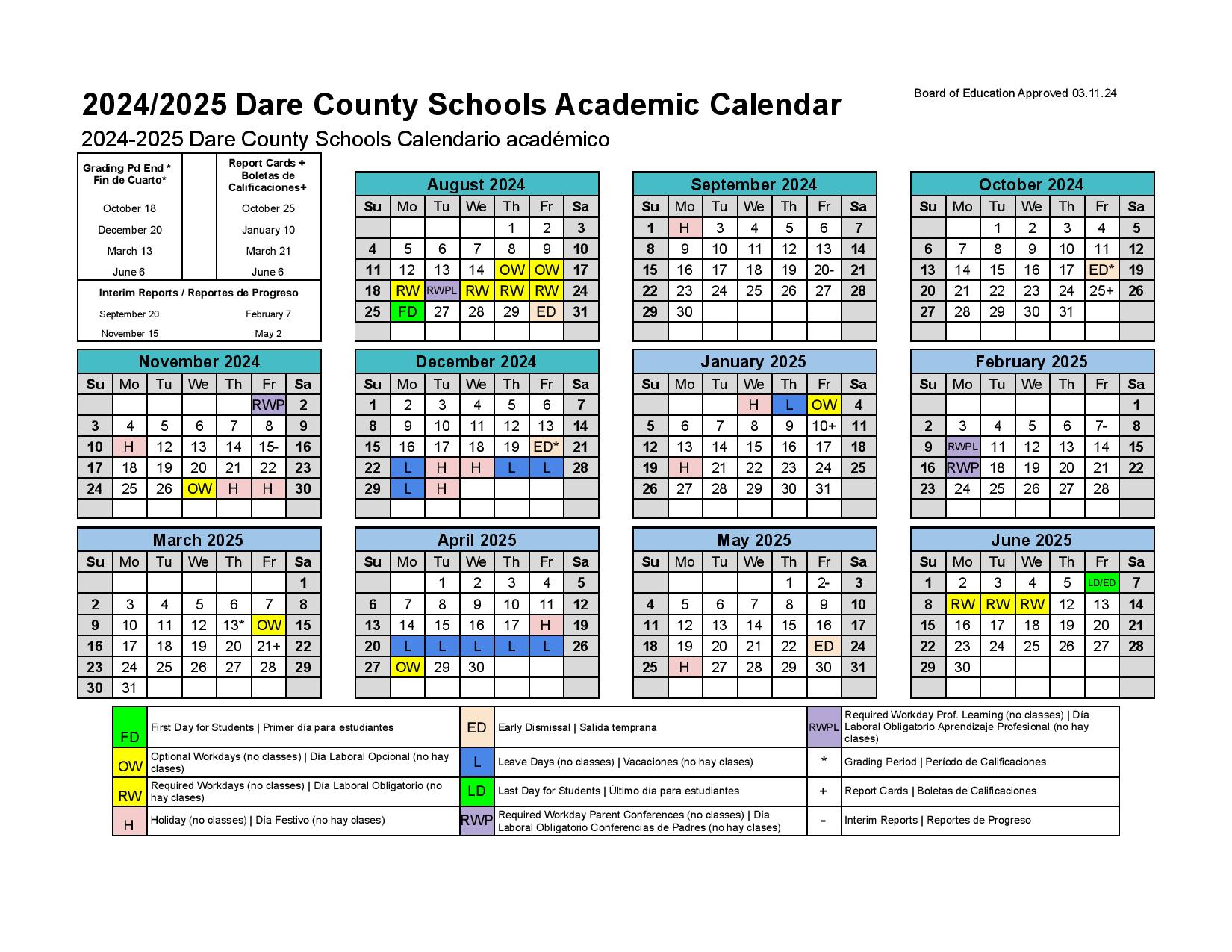 Dare County Schools Calendar 20242025 DCS Holidays