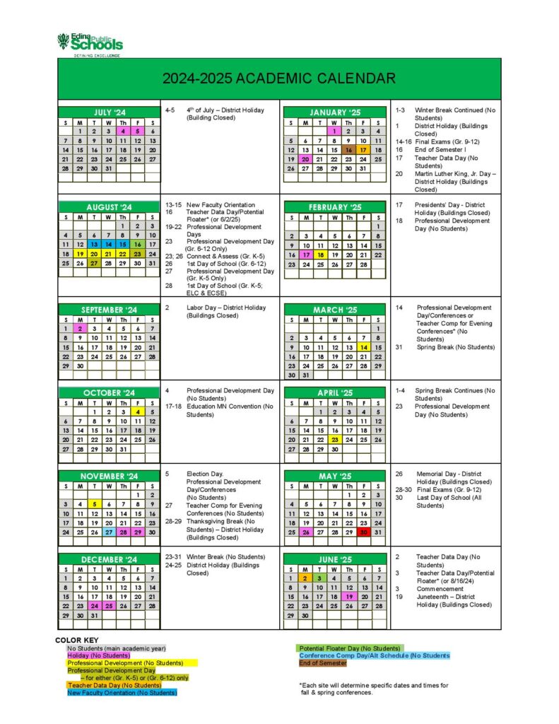 Edina Public Schools Calendar