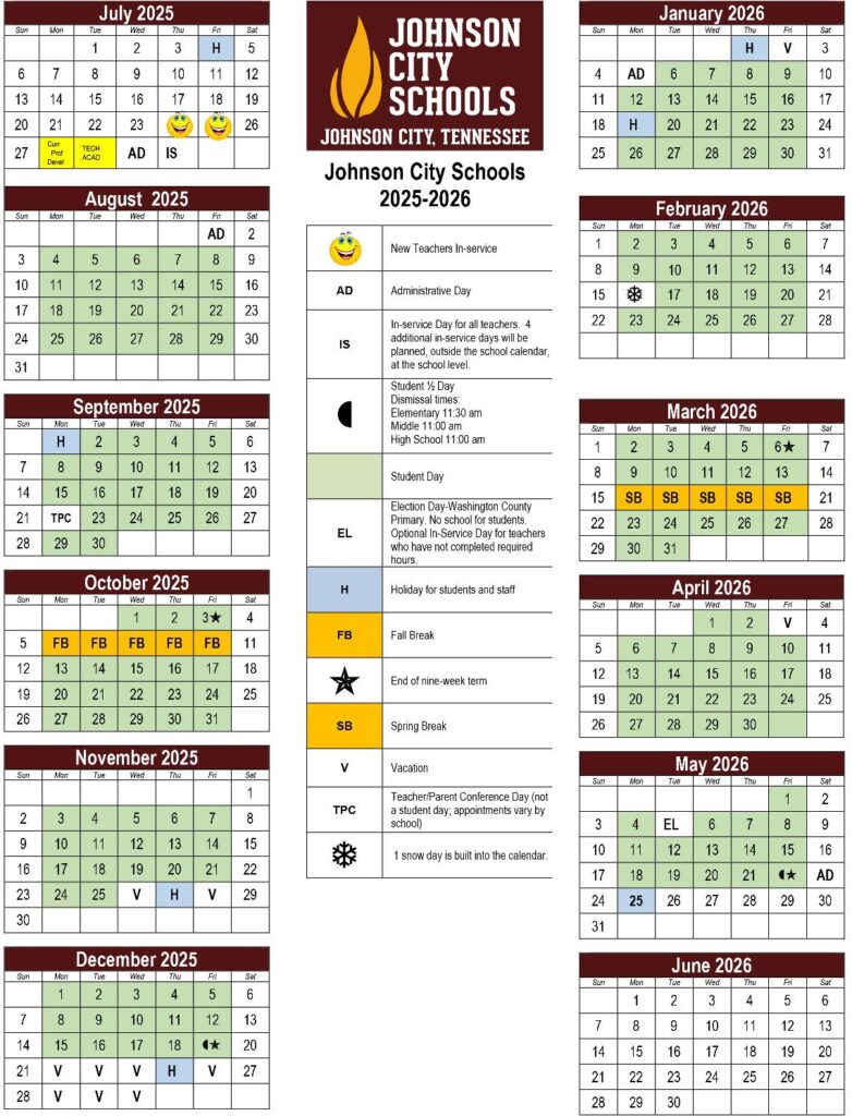 Johnson City Schools Calendar 2025-2026