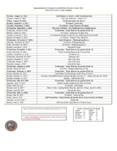 Lowell Public Schools Calendar 2025 2026 PDF