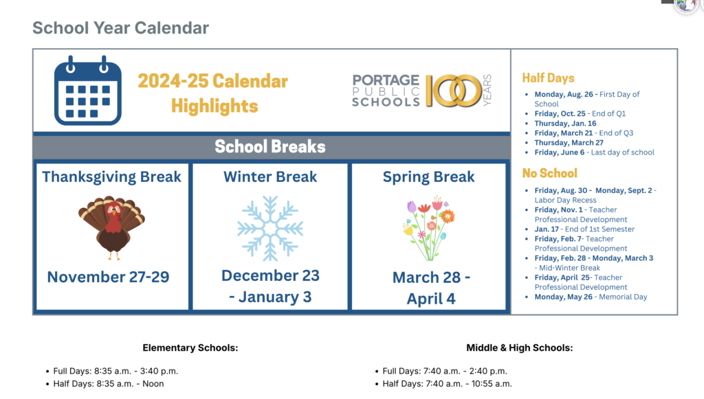 Portage Public Schools Calendar