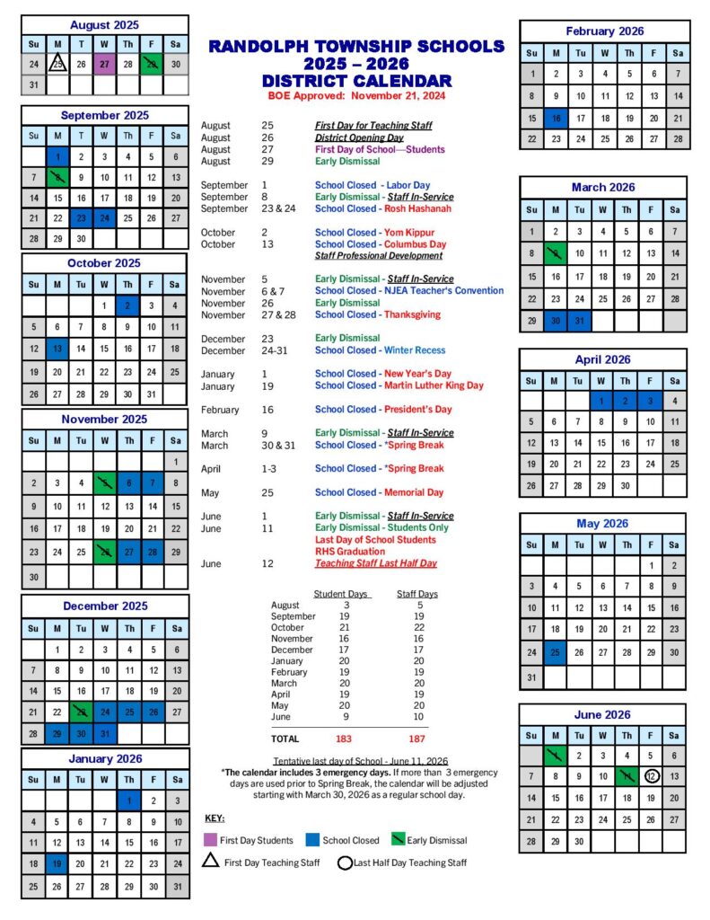 Randolph County Schools Calendar 2025-2026