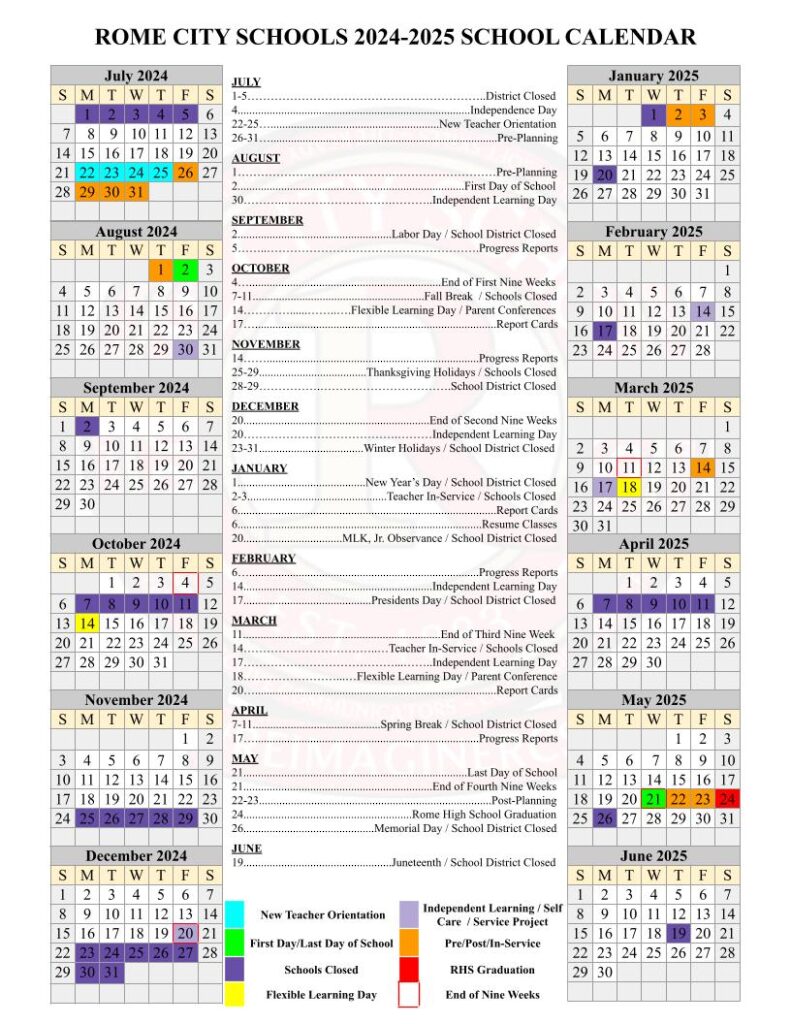 Rome City Schools Calendar