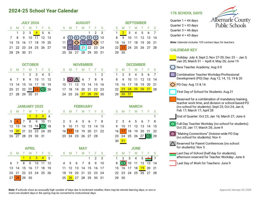 Albemarle County Public Schools Calendar