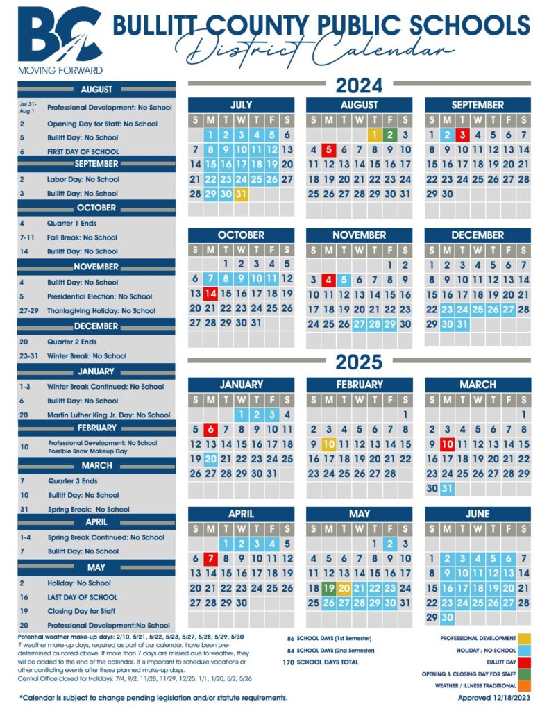 Bullitt County Public Schools Calendar