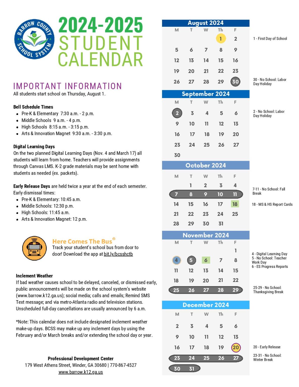 Barrow County Schools Calendar 2024 2025 Academic Schedule Barrow County Schools Calendar 2024 2025 Academic Schedule