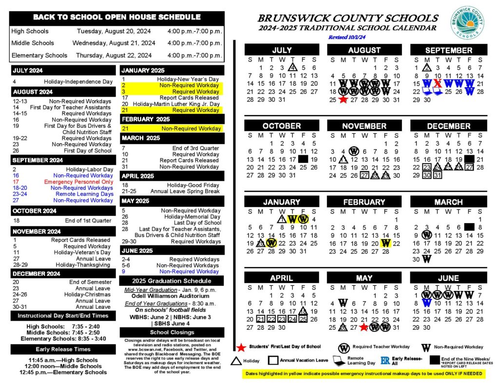 Brunswick County Schools Calendar