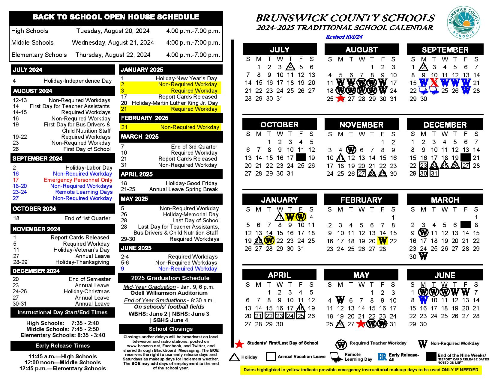 Brunswick County Schools Calendar Holidays 2024 2025 New School Calendar