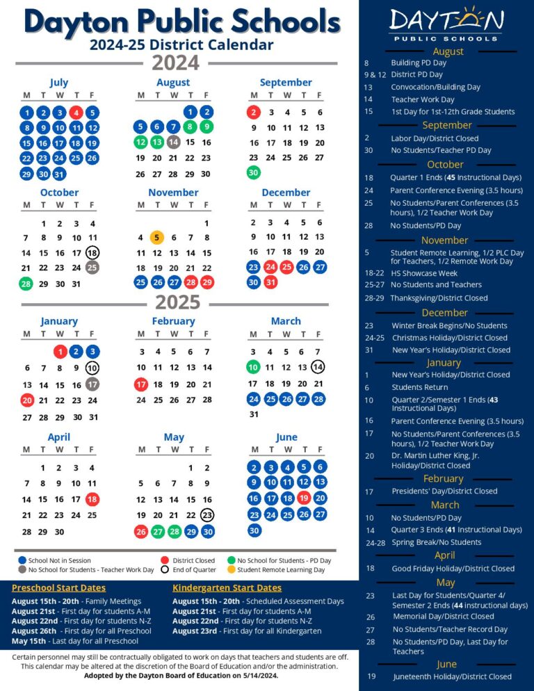 Dayton Public Schools Calendar Holidays 2024 2025 Dayton Public Schools Calendar Holidays 2024 2025