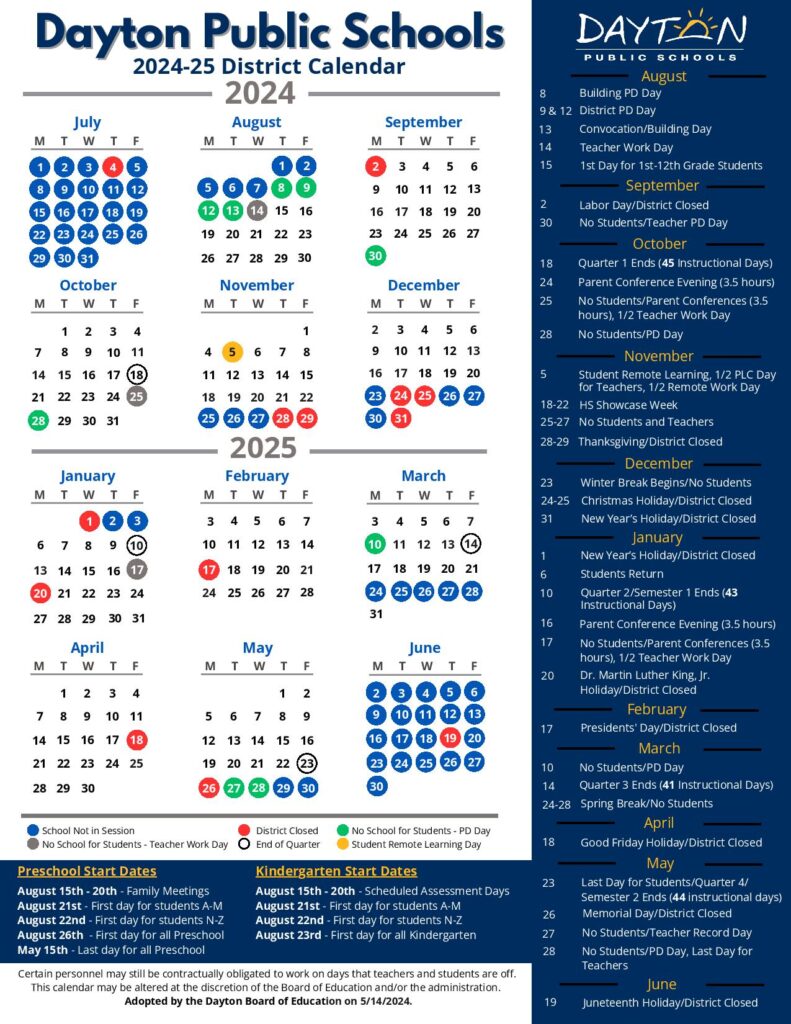 Dayton Public Schools Calendar