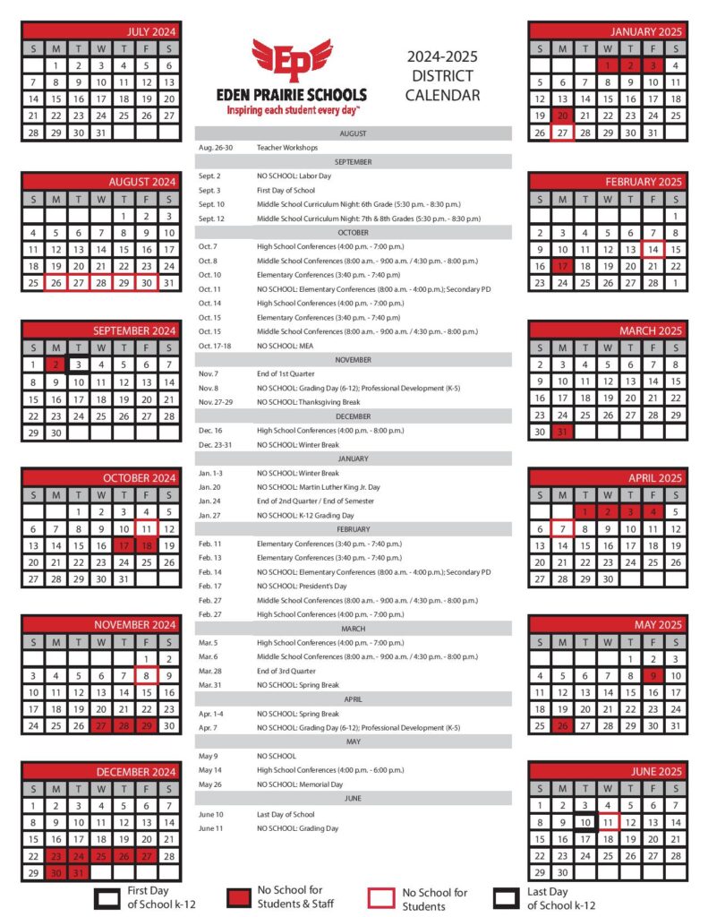 Eden Prairie Schools Calendar