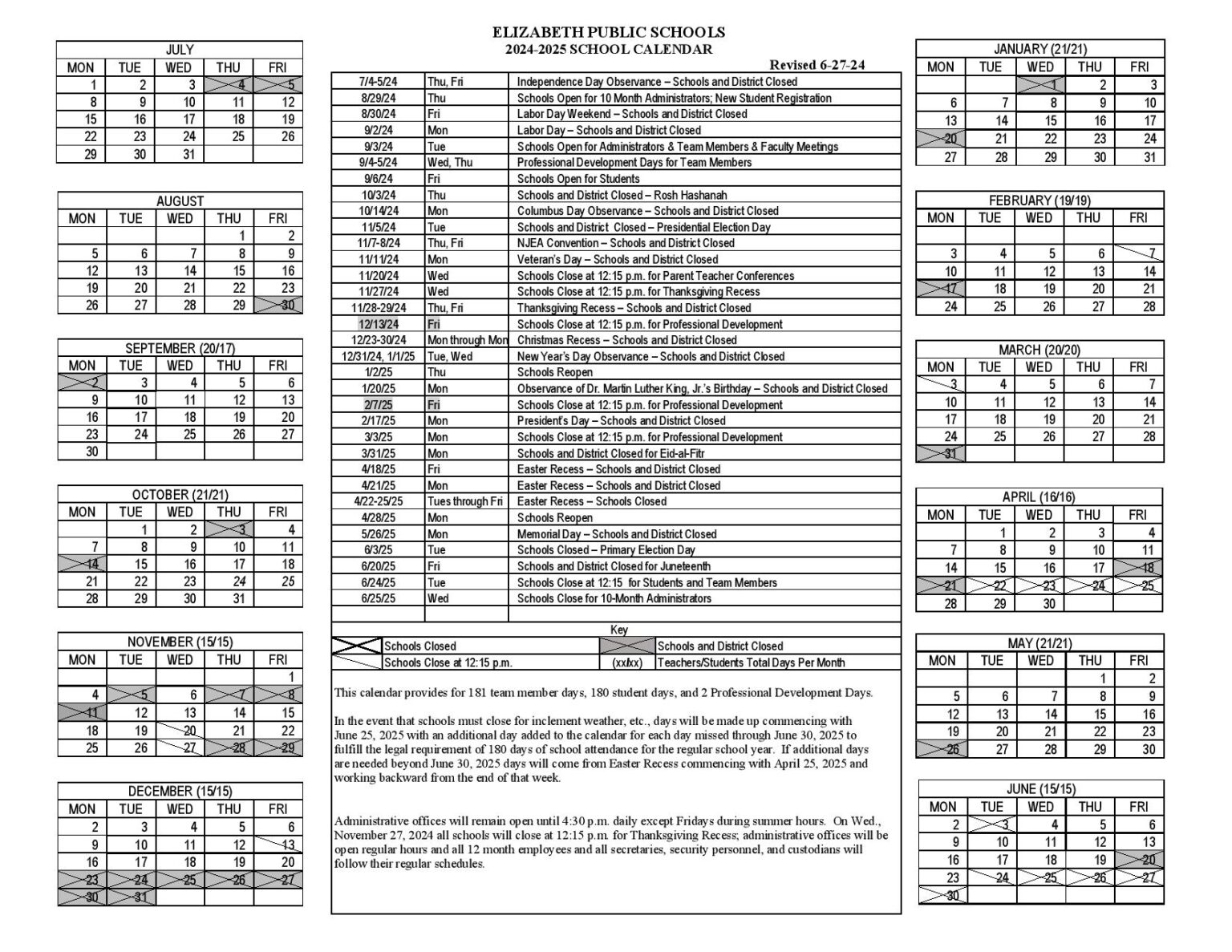 Elizabeth Public Schools Calendar 2025 Holidays Download