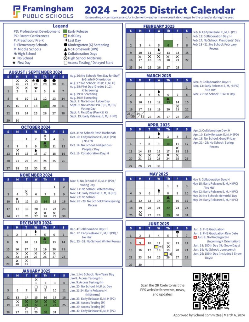 Framingham Public Schools Calendar