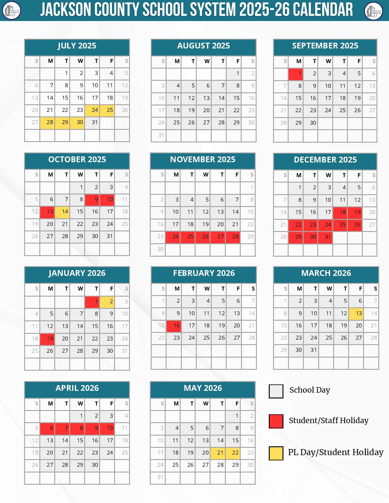 Jackson County Schools Calendar 2025 2026 in PDF Georgia Jackson County Schools Calendar 2025 2026 in PDF Georgia