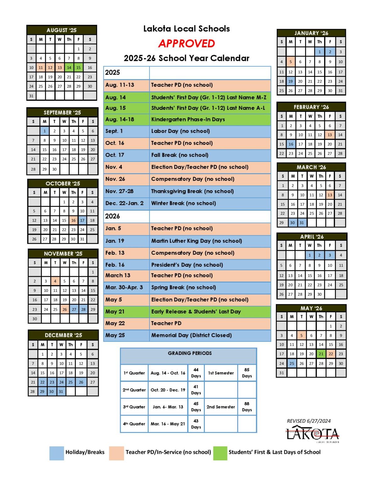 Lakota Schools Calendar 2025 2026 Holidays Download Now New School 