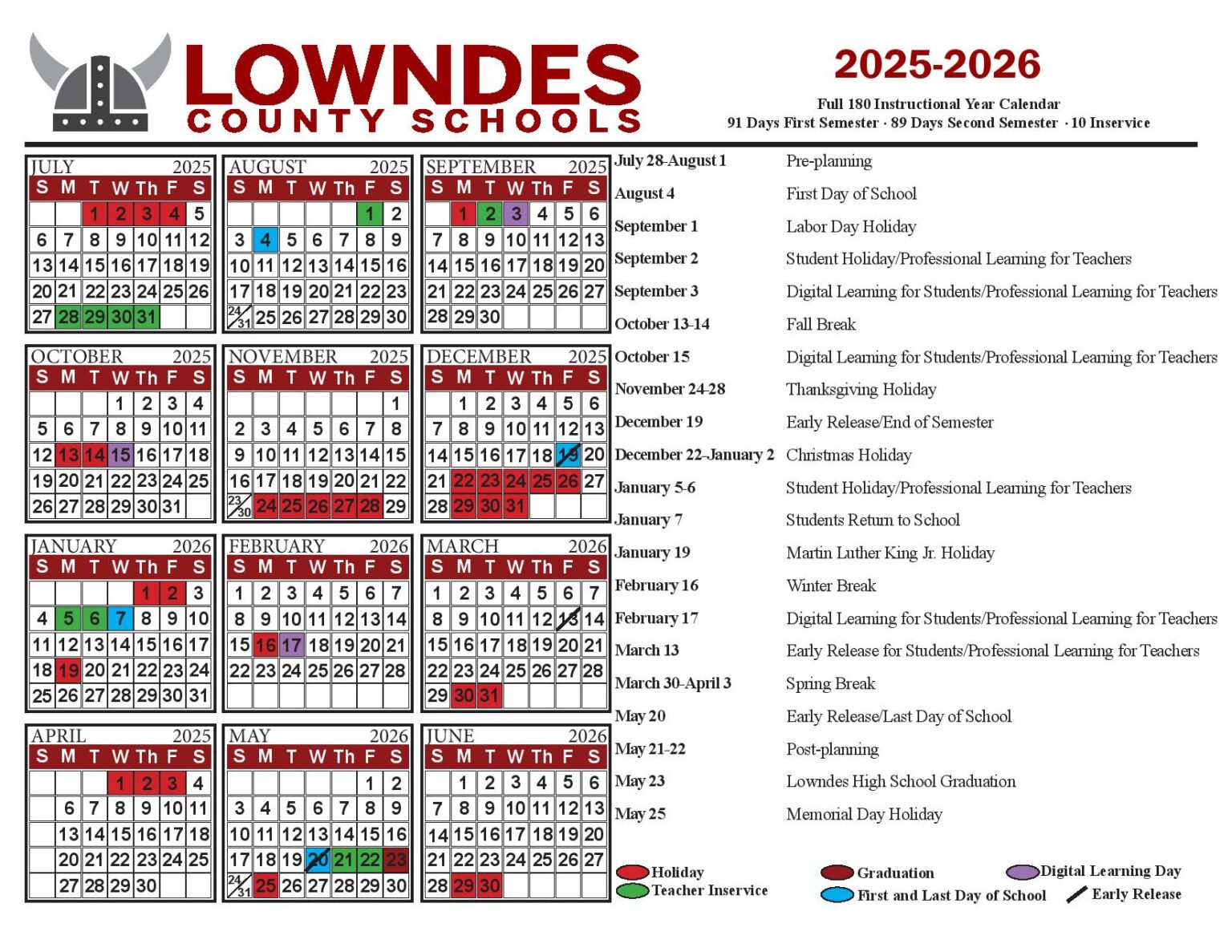 Lowndes County Schools Calendar 2025 2026 Holidays Lowndes County Schools Calendar 2025 2026 Holidays