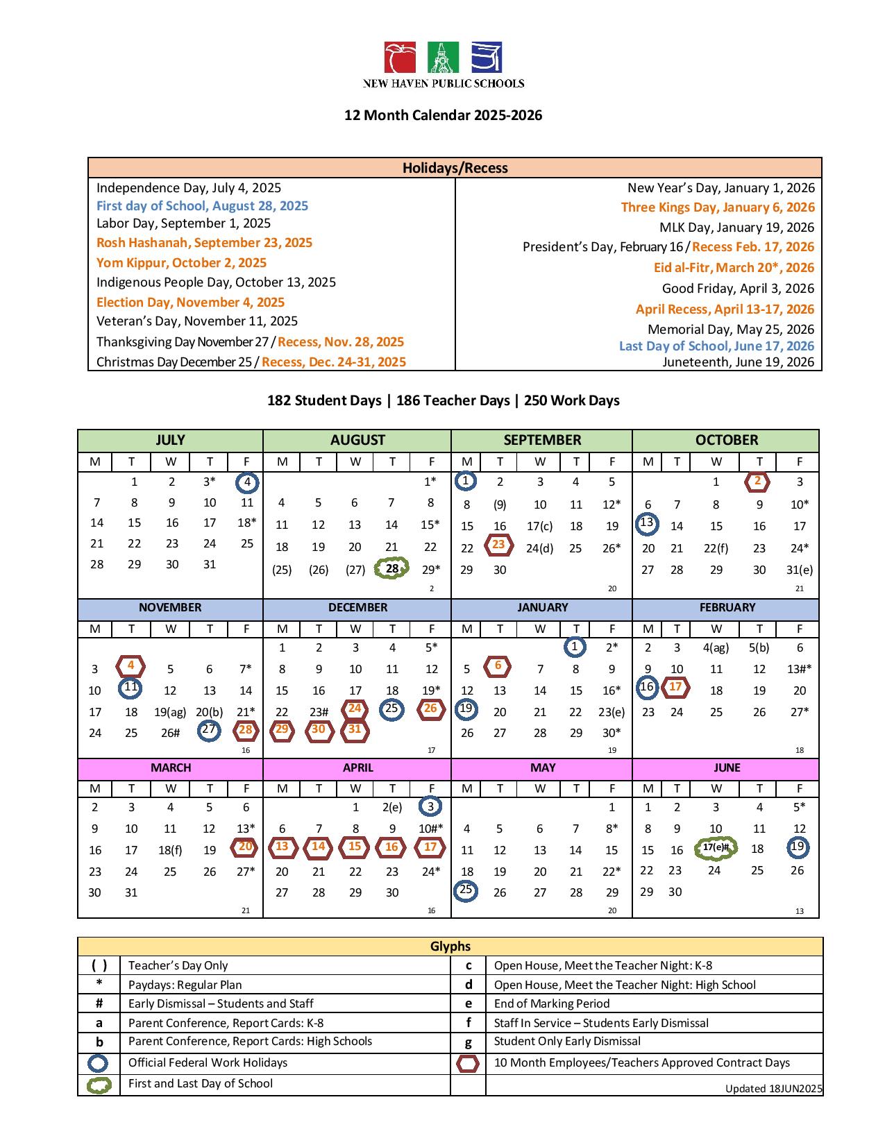 New Haven Public Schools Calendar 2025 2026 Holidays