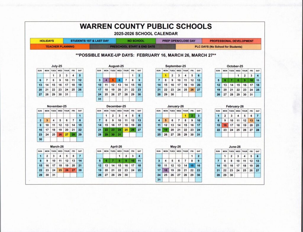 Warren County Public Schools Calendar 2025