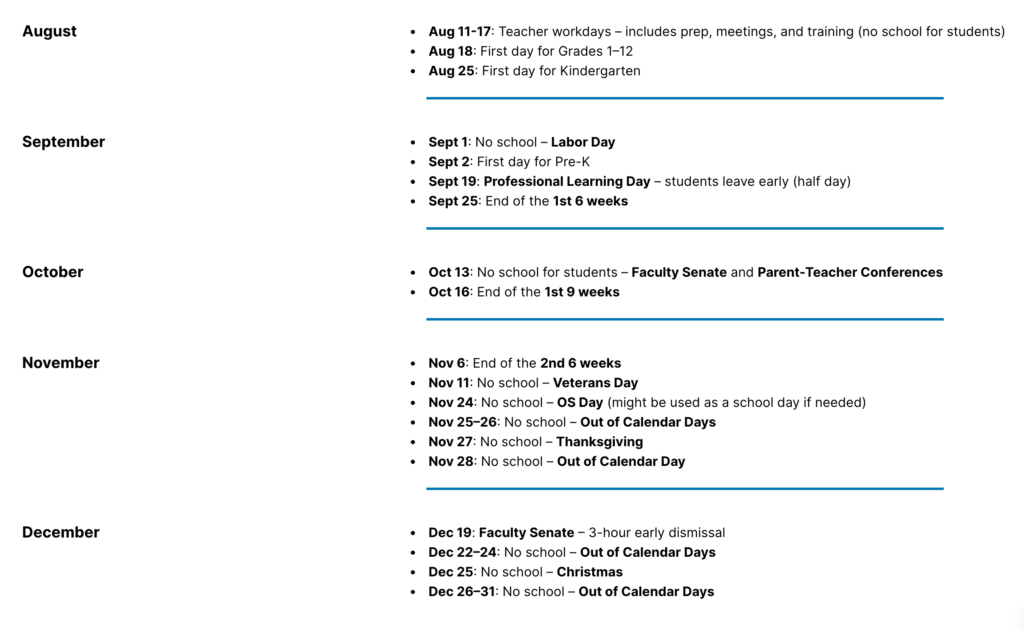 Harrison County Schools Calendar 2025-2026