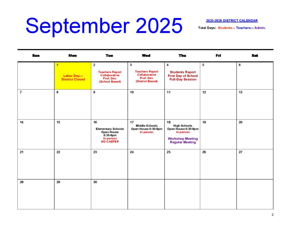 Jersey City Public Schools Calendar 2025-2026