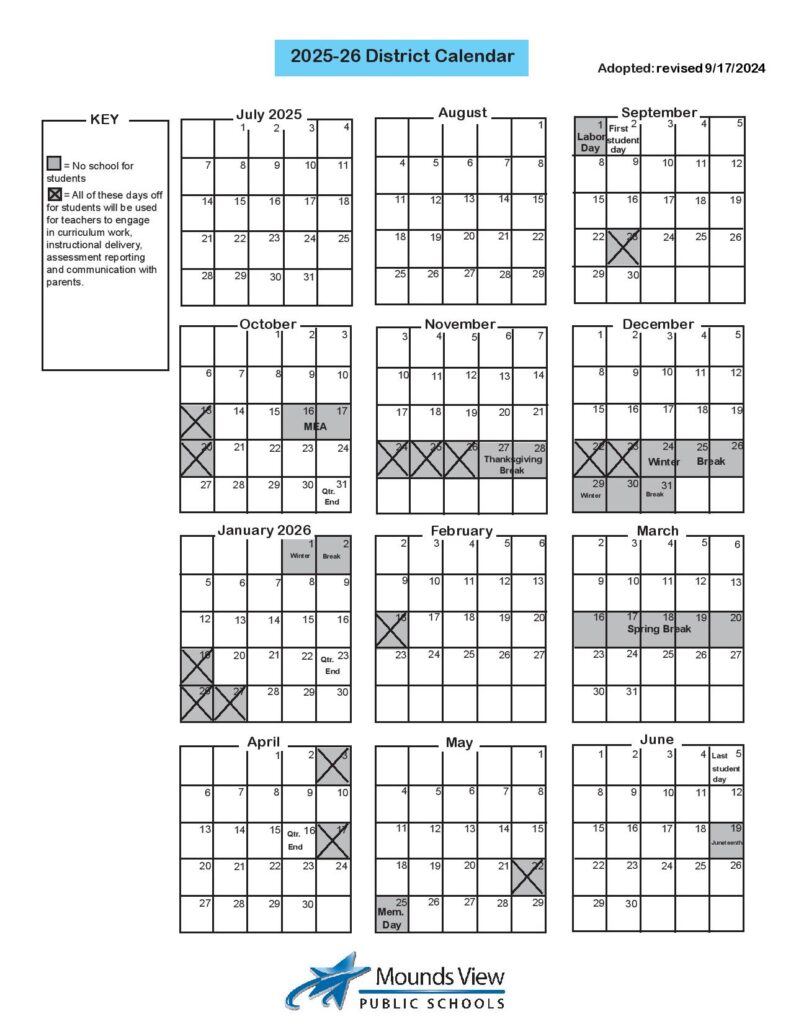 Mounds View Schools Calendar 2025-2026