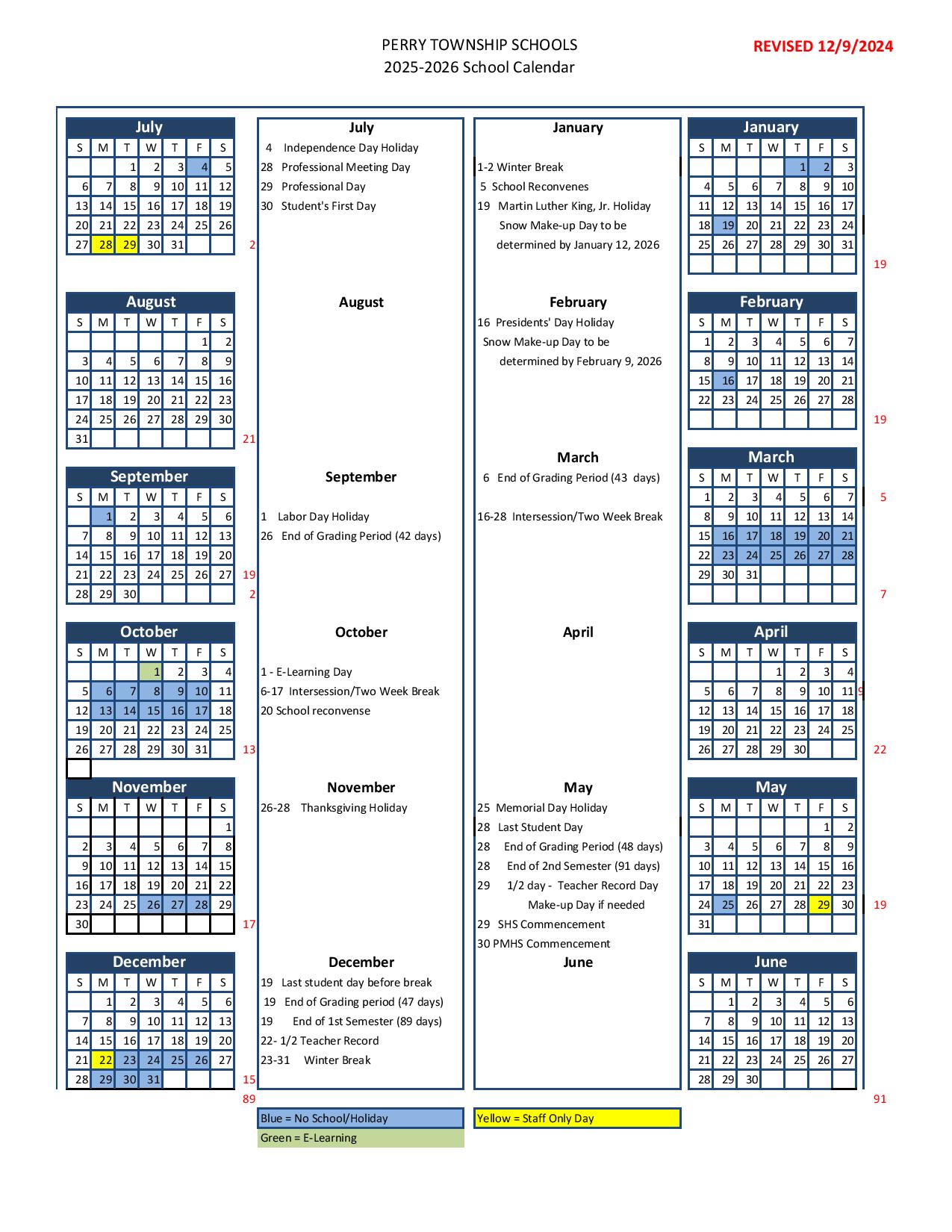Perry Township Schools Calendar 2025 2026 Holidays Perry Township Schools Calendar 2025 2026 Holidays