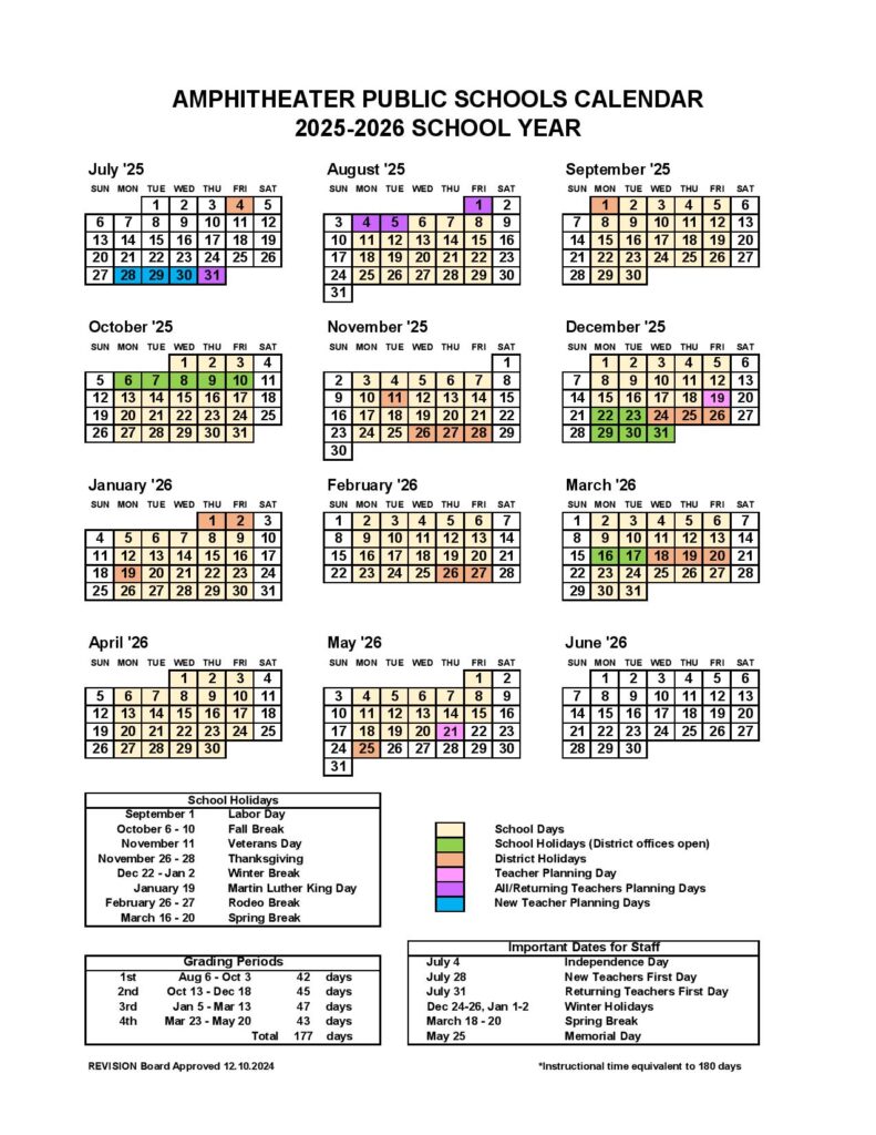 Amphi School District Calendar 2025-2026