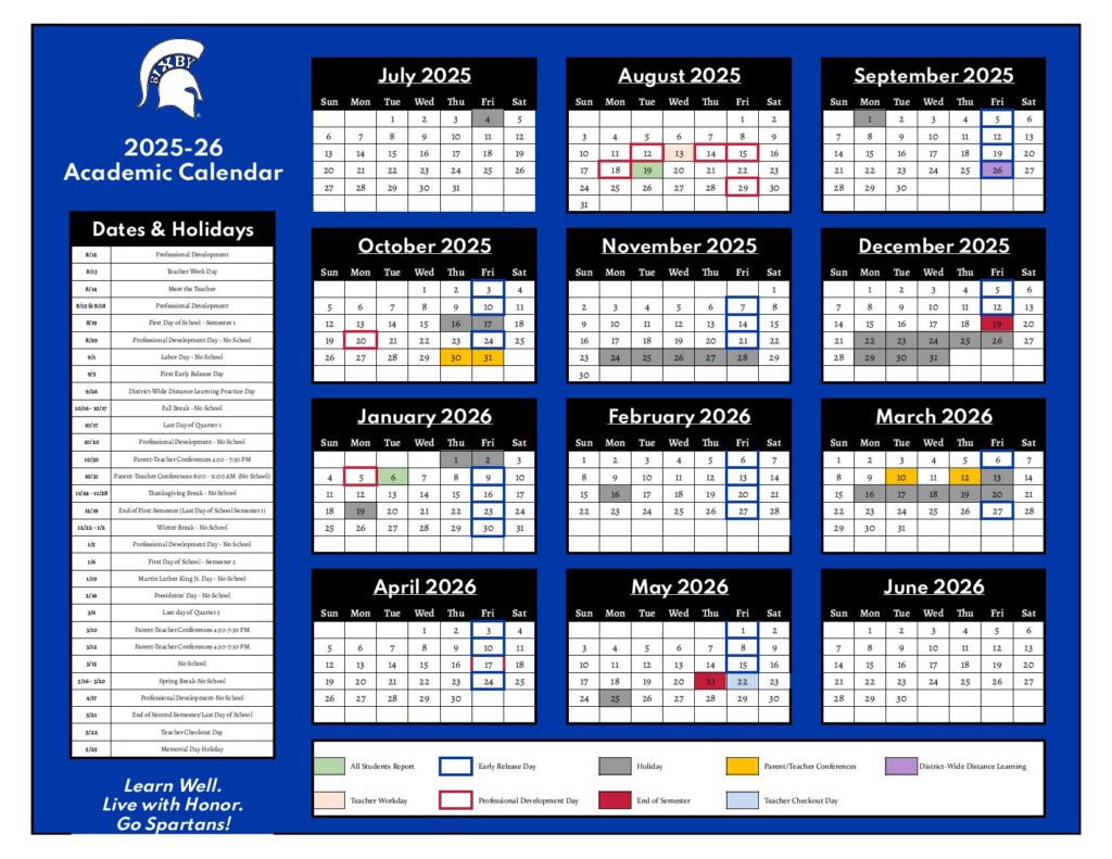 Bixby Public Schools Calendar 2025-2026