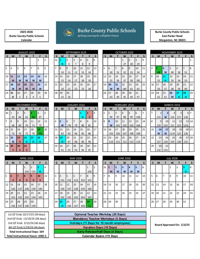 Burke County Schools Calendar 2025-2026