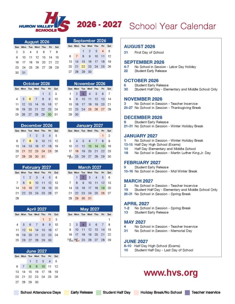 Huron Valley School District 2026-2027